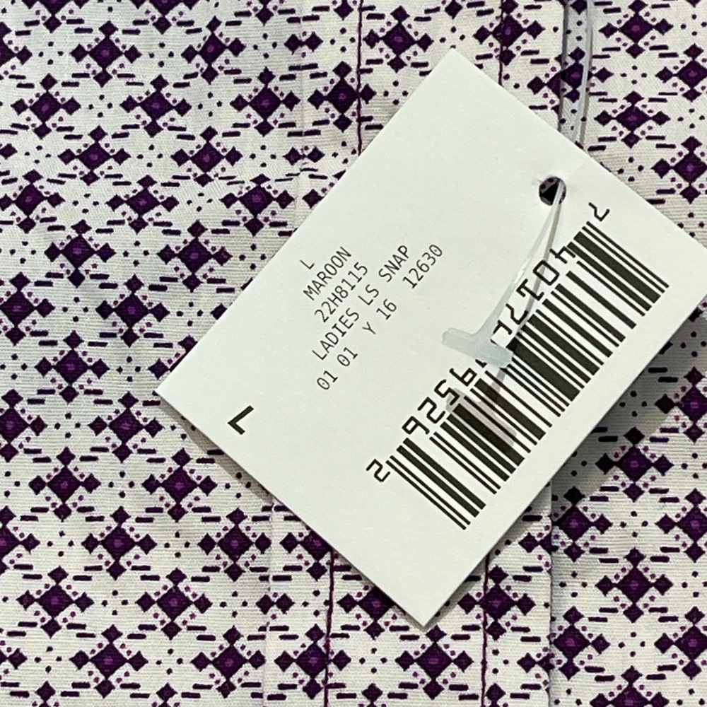 PANHANDLE WOMENS SIZE L Purple WESTERN Checkered Shirt. PEARL SNAPS - Picture 2 of 11